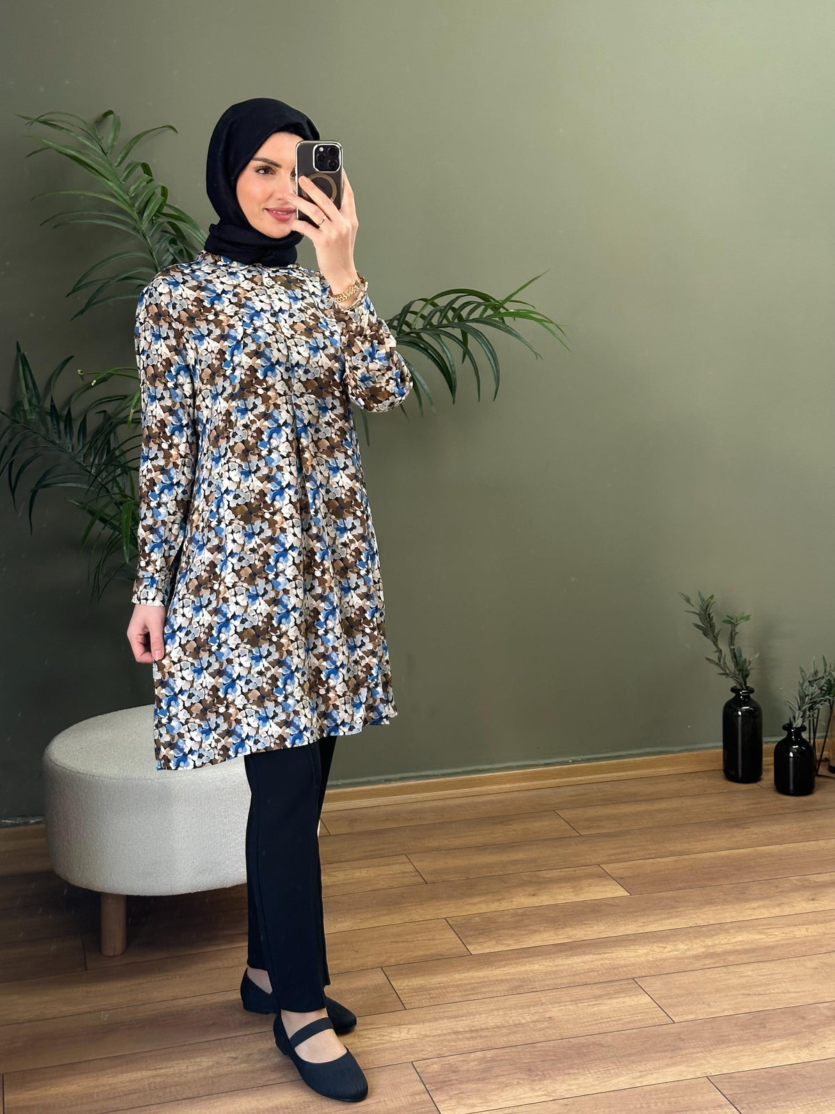 ITHAL MODEL GÖMLEK YAKA DÜĞMELİ CEPLİ ELBISE MAVİ