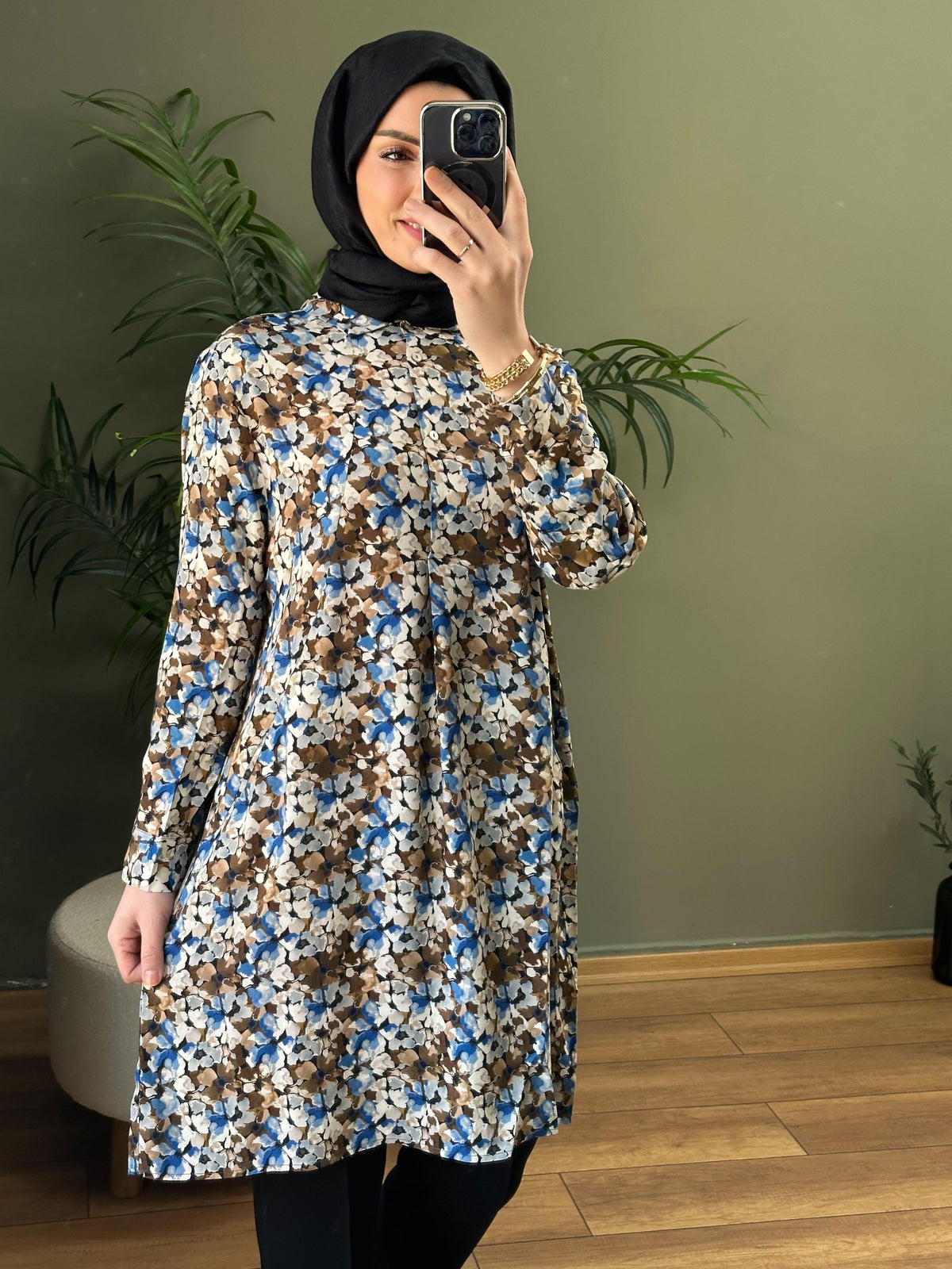 ITHAL MODEL GÖMLEK YAKA DÜĞMELİ CEPLİ ELBISE MAVİ