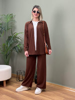KAHVE FİTİLLİ GÖMLEK PANTOLON TAKIM