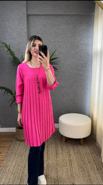 KOLYELİ PİLİSELİ TUNİK AEROBİN KUMAŞ PEMBE