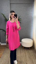 KOLYELİ PİLİSELİ TUNİK AEROBİN KUMAŞ PEMBE