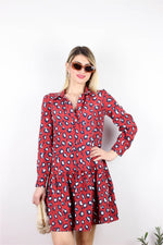 LEOPAR DESENLİ BORDO ELBİSE