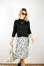 LEOPAR DESENLİ UZUN ELBİSE