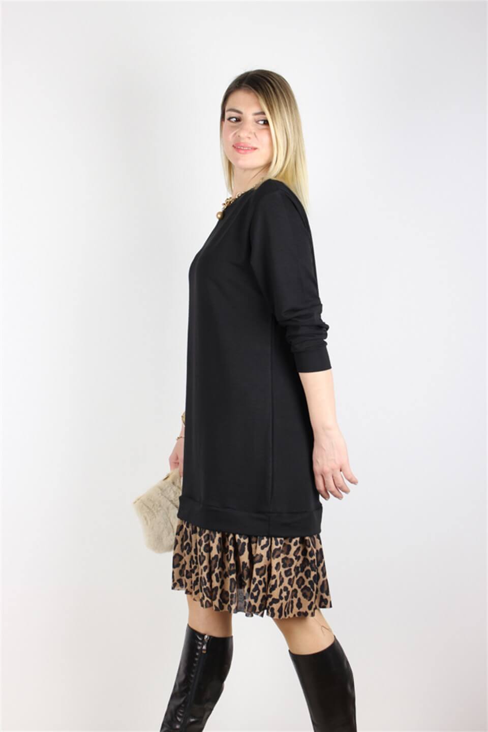 LEOPAR DETAYLI ELBİSE