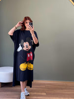 MICKEY BASKILI PAMUK PENYE ELBİSE LACİVERT
