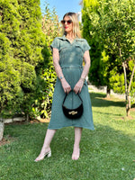 MİDİ BOY KUŞAKLI GÖMLEK ELBİSE HAKİ