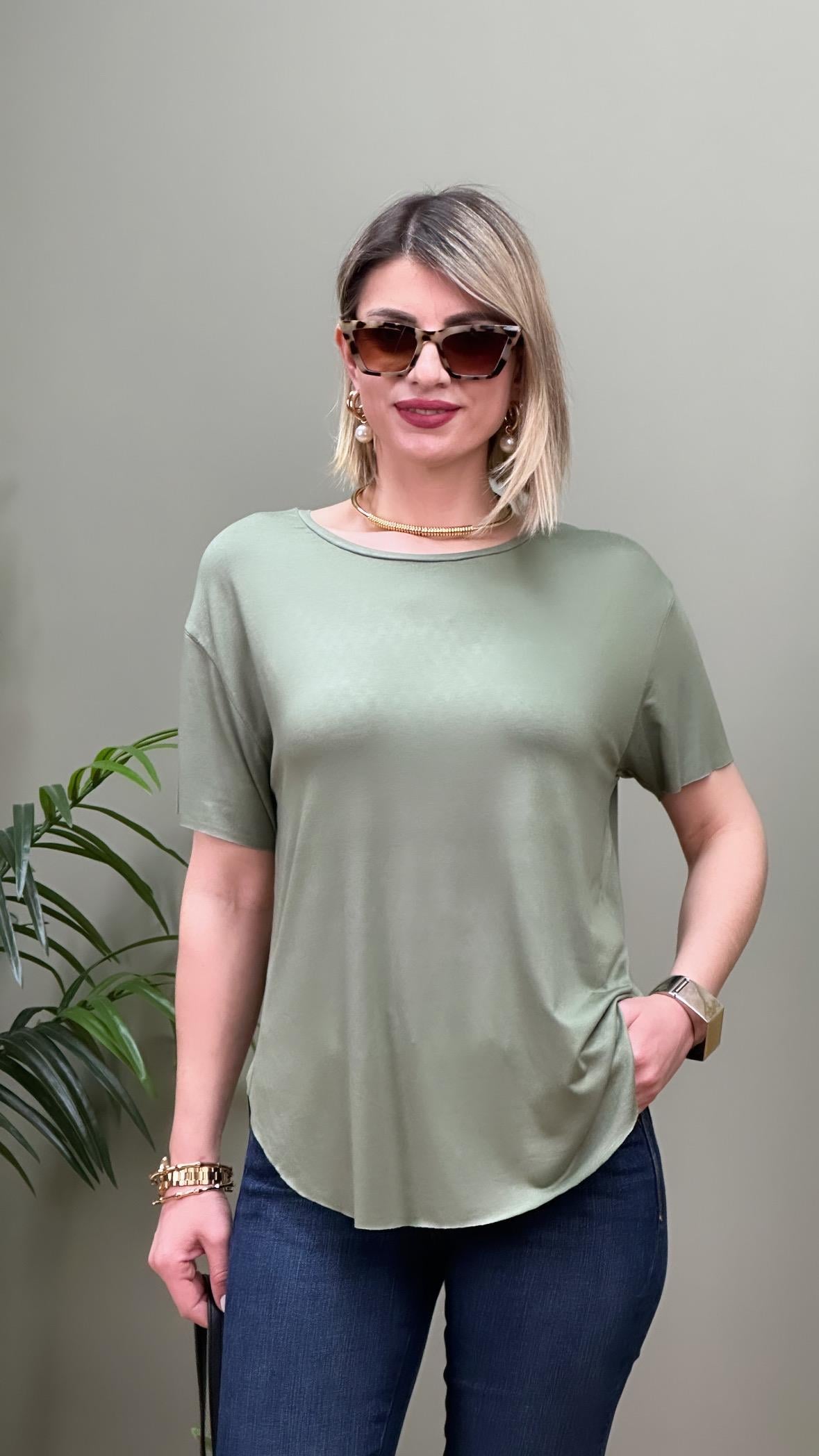 MODAL KUMAŞ LAZER KESİM  T-SHIRT HAKİ