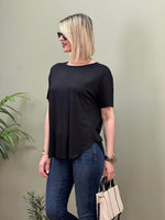MODAL KUMAŞ LAZER KESİM  T-SHIRT SİYAH