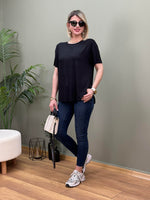 MODAL KUMAŞ LAZER KESİM  T-SHIRT SİYAH
