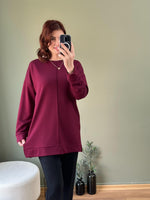 MODAL KUMAŞ ÖNDEN ÇİMALI  TUNİK BORDO