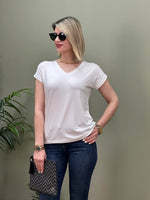 MODAL KUMAŞ V YAKA T-SHIRT BEYAZ