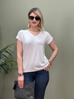 MODAL KUMAŞ V YAKA T-SHIRT BEYAZ