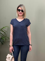 MODAL KUMAŞ V YAKA T-SHIRT ÇİZGİLİ
