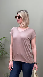 MODAL KUMAŞ V YAKA T-SHIRT VİZON