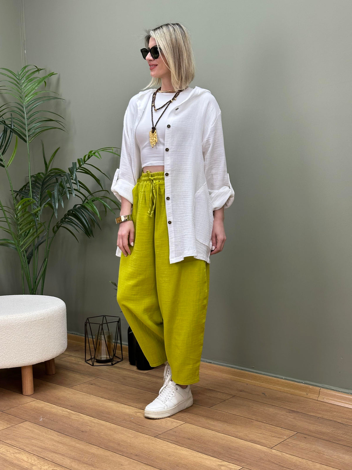 MUSLİN PANTOLON OLIVE YEŞİL