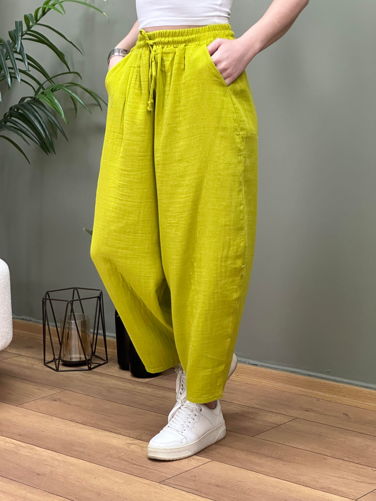 MUSLİN PANTOLON OLIVE YEŞİL