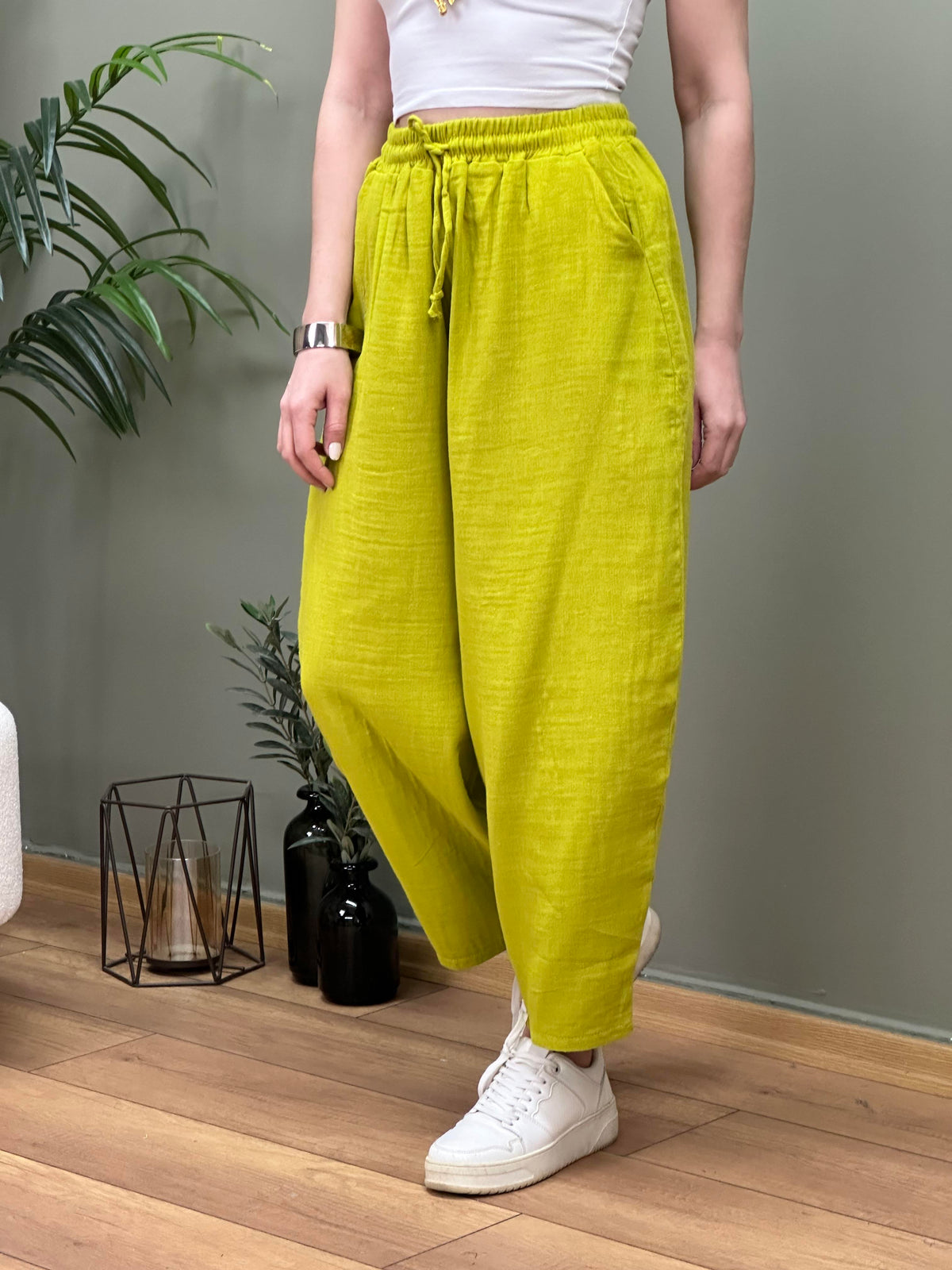 MUSLİN PANTOLON OLIVE YEŞİL
