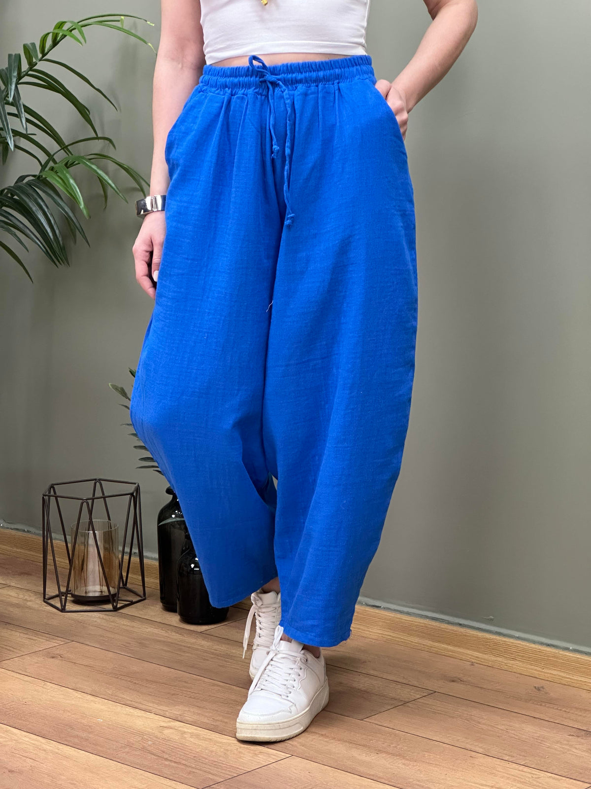 MUSLİN PANTOLON SAKS MAVİ