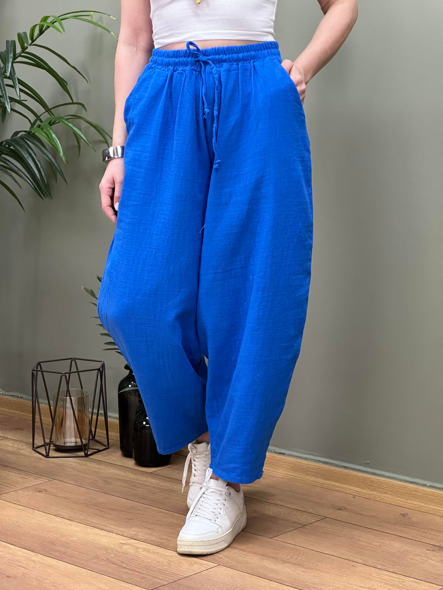 MUSLİN PANTOLON SAKS MAVİ
