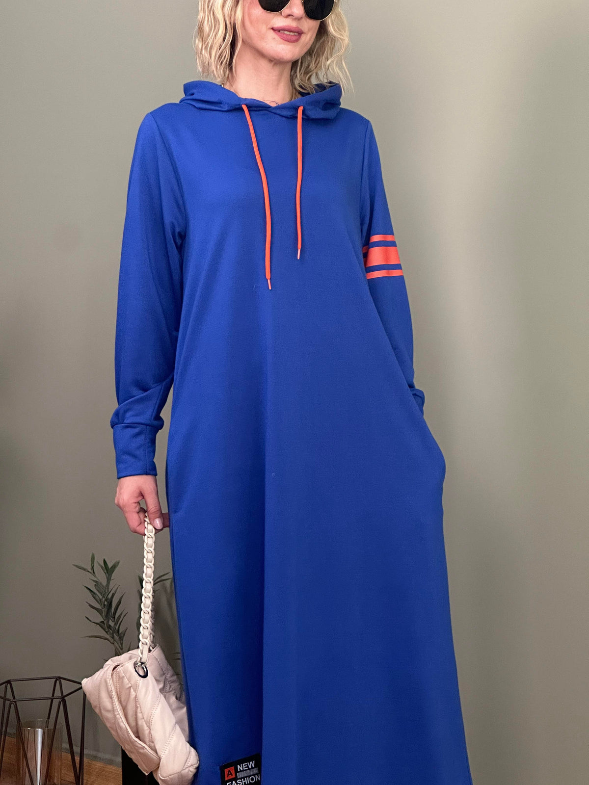 NEON ARMALI SPOR SWEAT ELBİSE SAKS