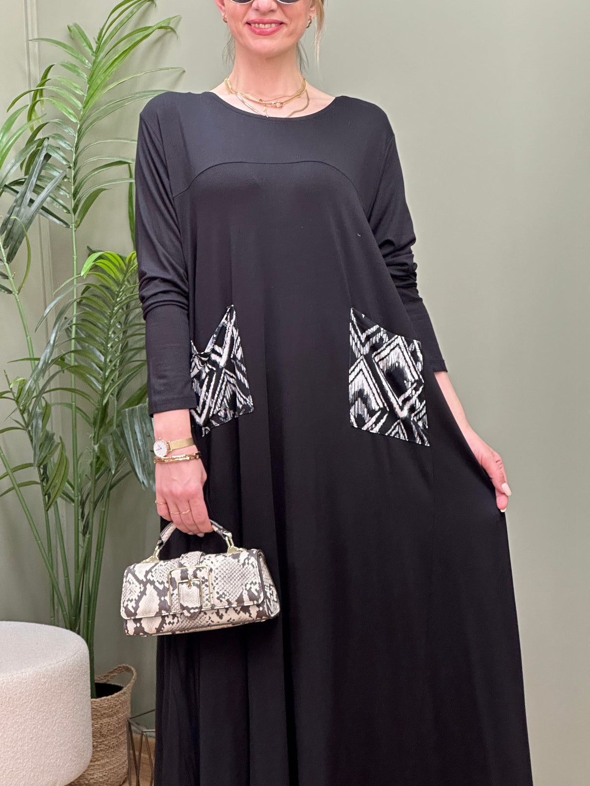 ORGANİK PAMUK CEP DESENLİ SWEAT ELBİSE