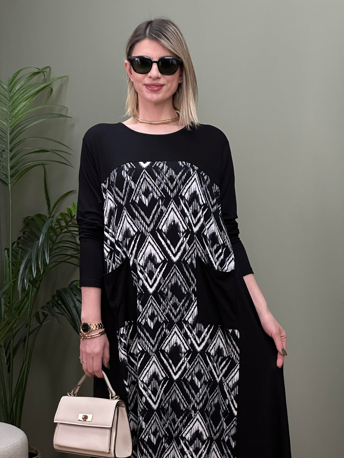 ORGANİK PAMUK ETNİK DESEN SWEAT ELBİSE