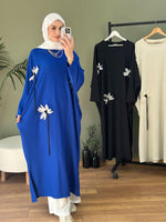 Oslo çiçekli oversize tunik saks mavi