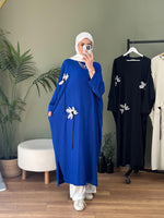 Oslo çiçekli oversize tunik saks mavi