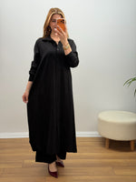 Oversize Düğmeli Uzun Tunik Pantolon Takım Siyah