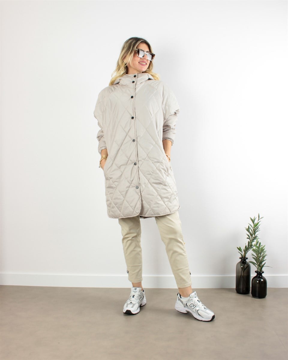 OVERSİZE KAPİTONE MONT KREM