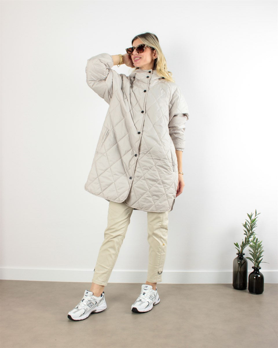 OVERSİZE KAPİTONE MONT KREM