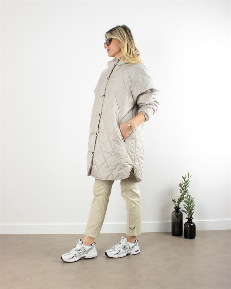 OVERSİZE KAPİTONE MONT KREM