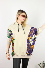 OVERSIZE MEÇLİ SWEATSHİRT BEJ