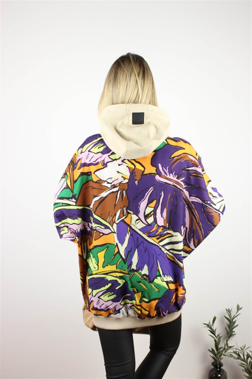 OVERSIZE MEÇLİ SWEATSHİRT BEJ