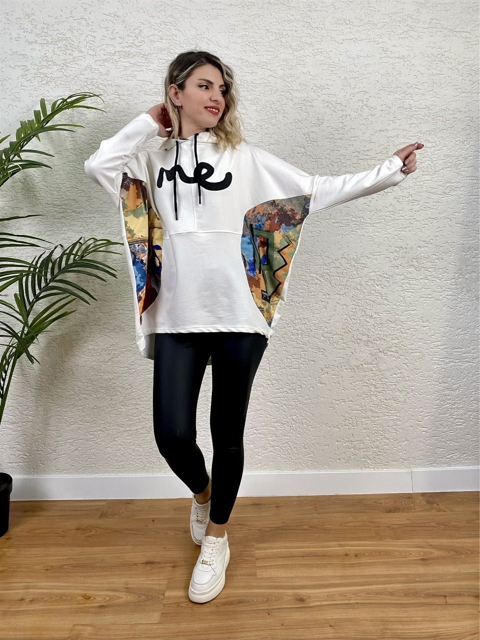 OVERSIZE MEÇLİ SWEATSHİRT BEYAZ