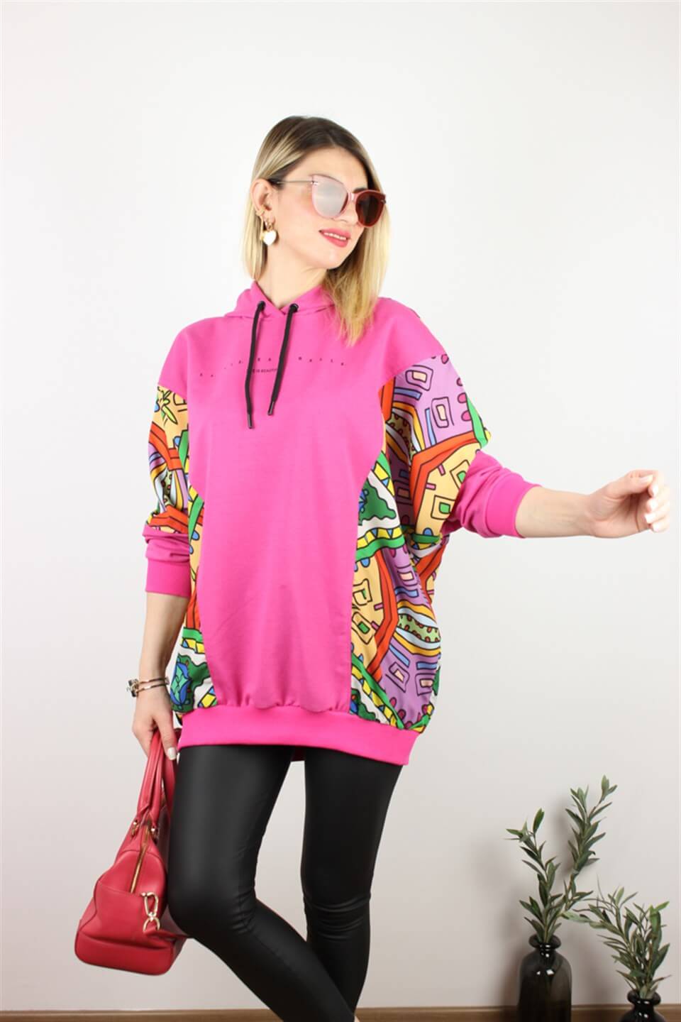 OVERSIZE MEÇLİ SWEATSHİRT PEMBE