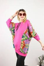 OVERSIZE MEÇLİ SWEATSHİRT PEMBE