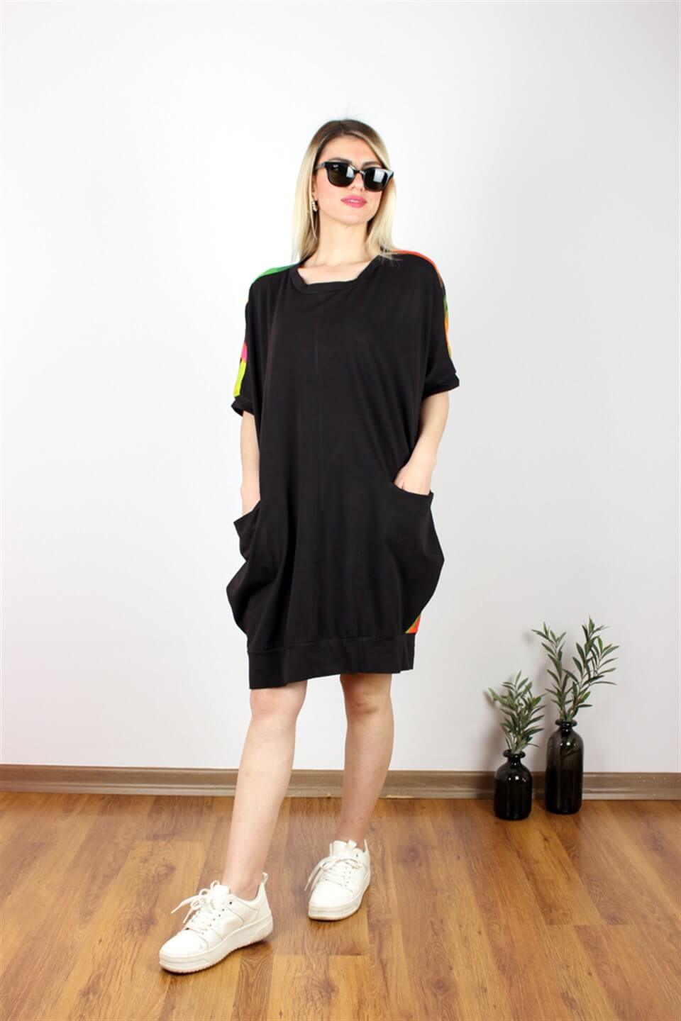 OVERSIZE SIRT BASKI DETAYLI SWEAT ELBİSE