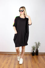 OVERSIZE SIRT BASKI DETAYLI SWEAT ELBİSE