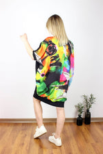 OVERSIZE SIRT BASKI DETAYLI SWEAT ELBİSE
