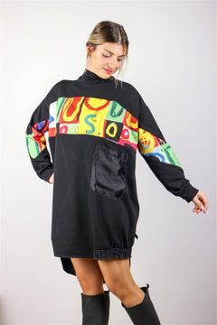 OVERSİZE SWEAT ELBİSE HARF DESENLİ