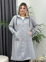 OVERSIZE UZUN SPOR KABAN ŞARDONLU GRİ
