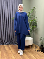 OYSHO %100 PAMUK İKİLİ TAKIM LACİVERT