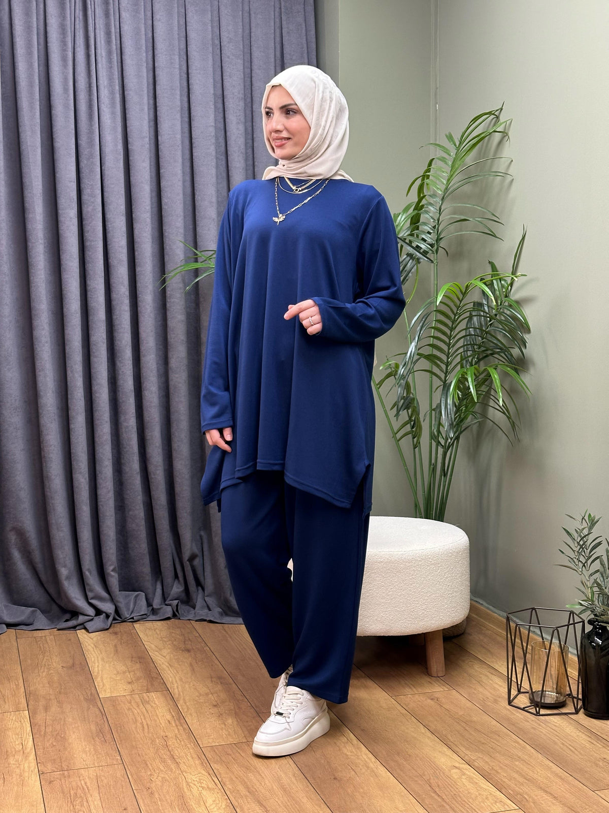 OYSHO %100 PAMUK İKİLİ TAKIM LACİVERT