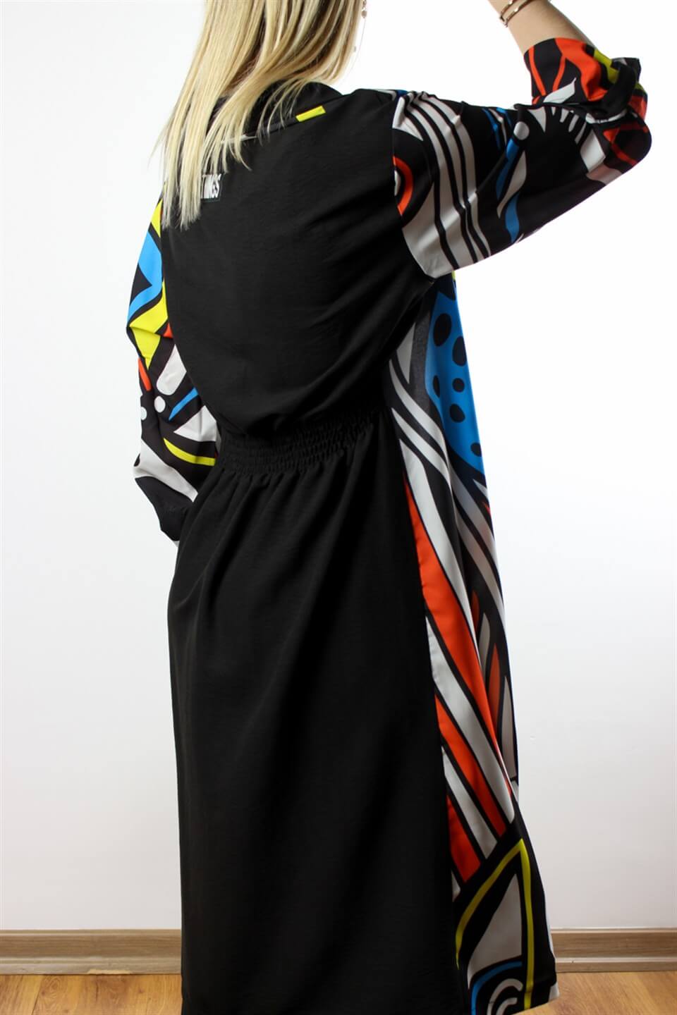 ÖZEL TASARIM KAFTAN MAVİ SİYAH DESEN