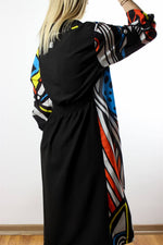 ÖZEL TASARIM KAFTAN MAVİ SİYAH DESEN