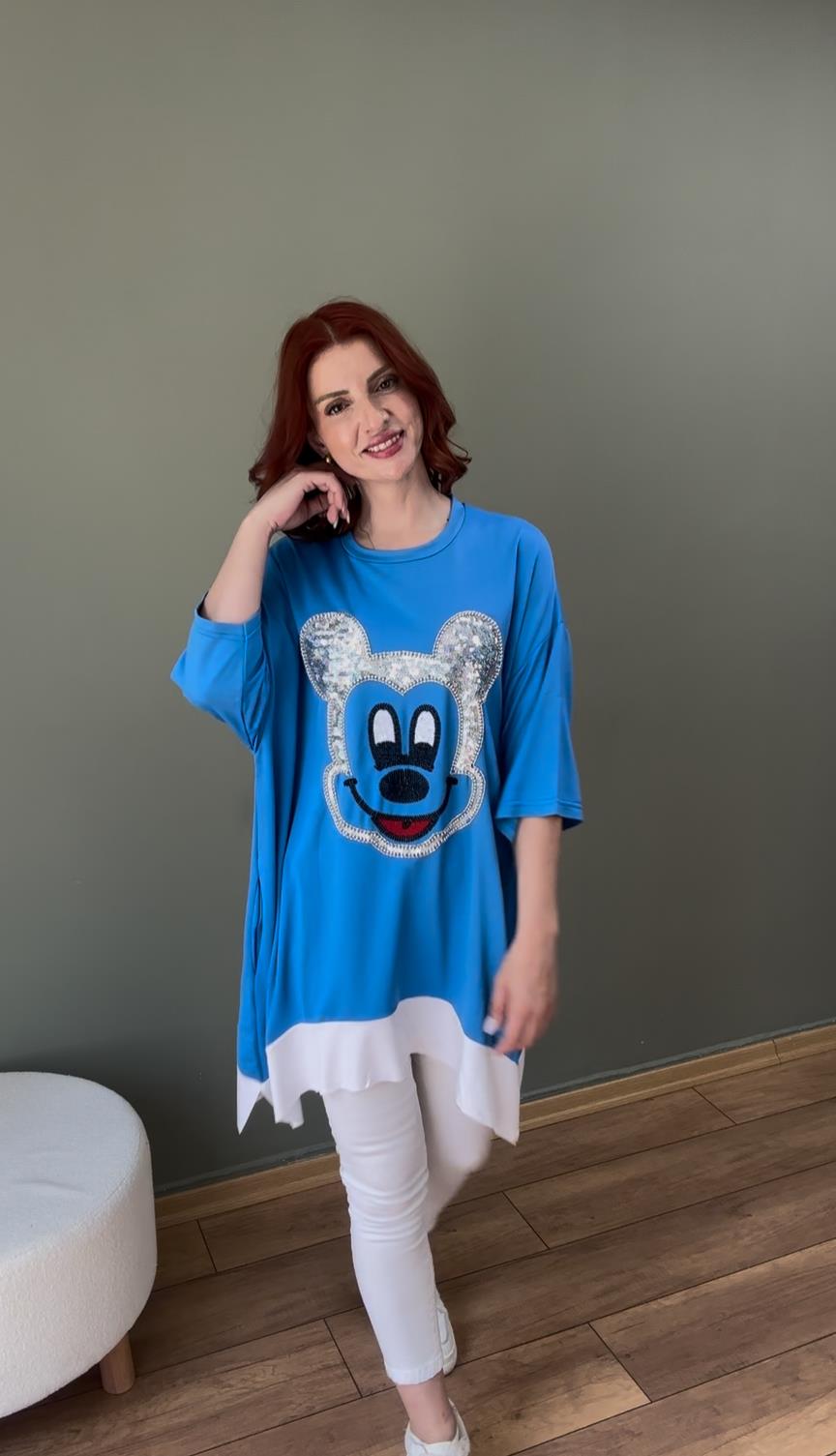 ÖZEL TASARIM TAŞ İLEMELİ T-SHIRT MAVİ