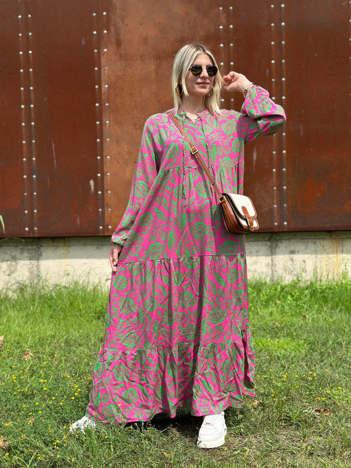 PAMUK VİSKON MOTİF DESEN ELBİSE MODEL 2