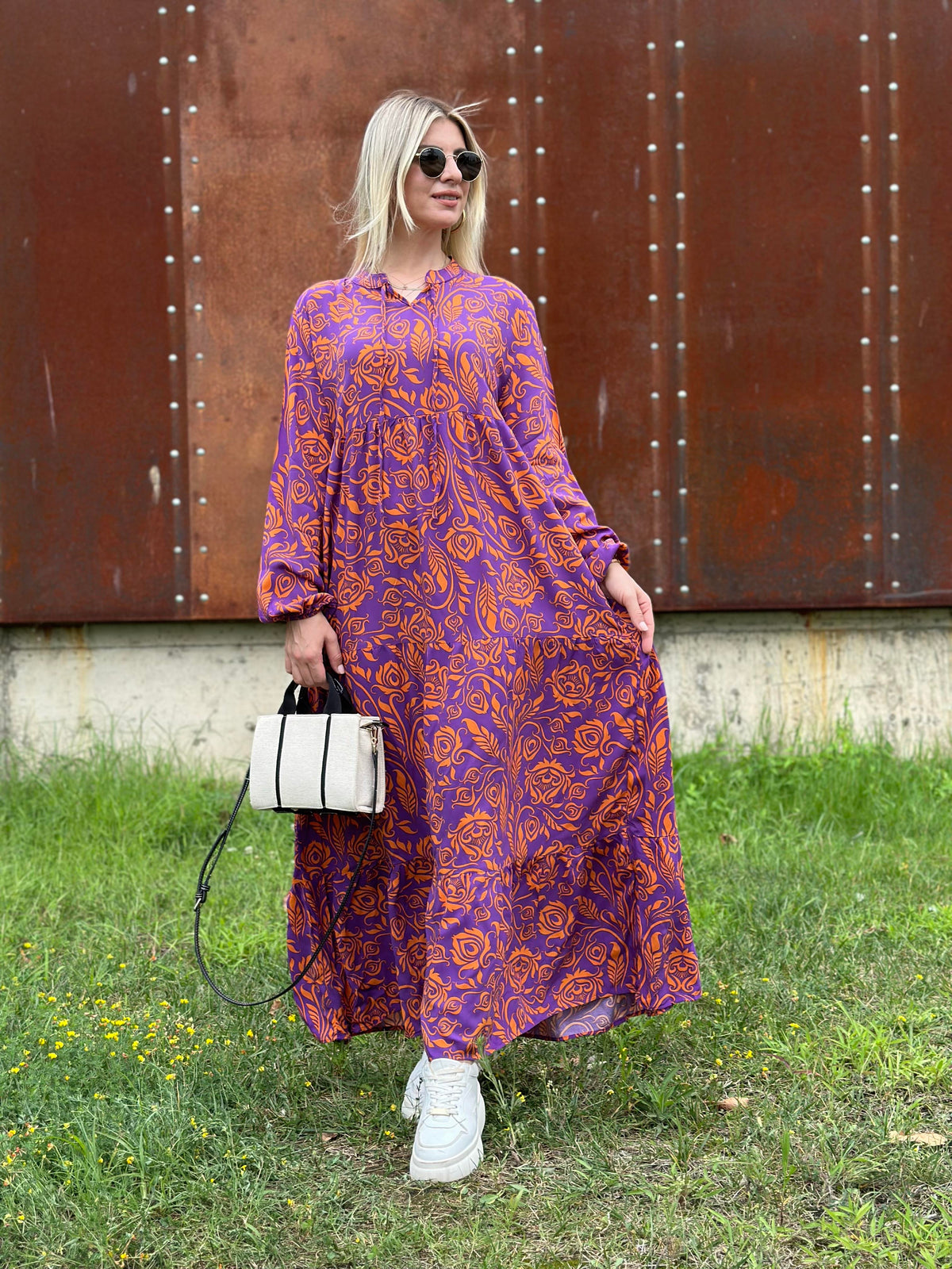 PAMUK VİSKON MOTİF DESEN ELBİSE MODEL 3