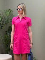 POLO YAKA GABARDİN ELBİSE PEMBE